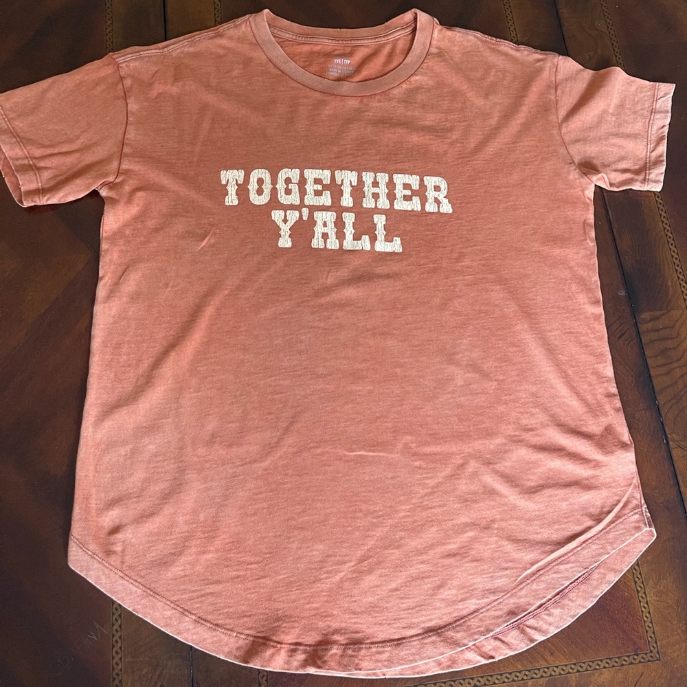 American Eagle Distressed Oversized Graphic T-Shirt Size XXS Brownish/Orange